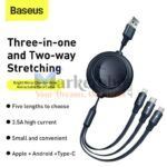 Baseus Bright Mirror 2 Series Retractable 3-in-1 Fast Charging Data Cable USB-A to M+L+C 3.5A in Bangladesh