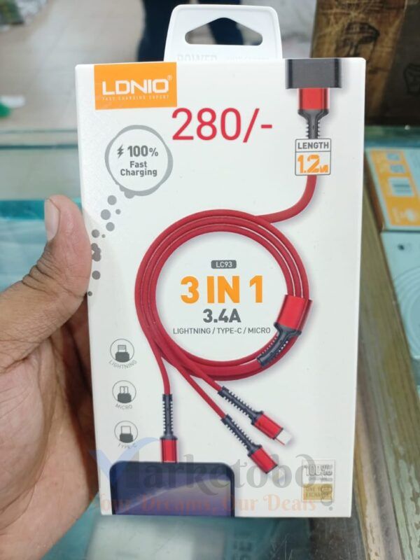 LDNIO LC93 3-in-1 Fast Charging Data Cable price in Bangladesh