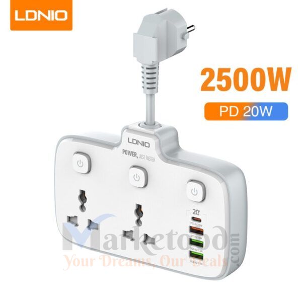 LDNIO SC2413 PD & QC3.0 2 Universal Outlets Power Socket Price in Bangladesh