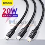 Baseus PD 20W Rapid Series 3-in-1 Fast Charging Data Cable Type-C to M+L+C Price in Bangladesh