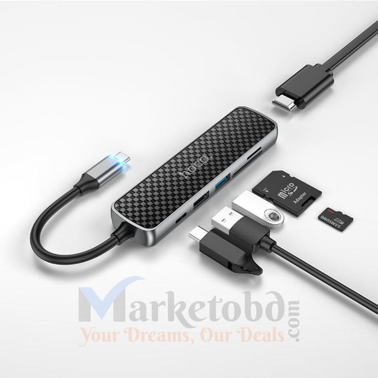 Hoco HB24 6-in-1 Multimedia USB Type-C Hub in Bangladesh