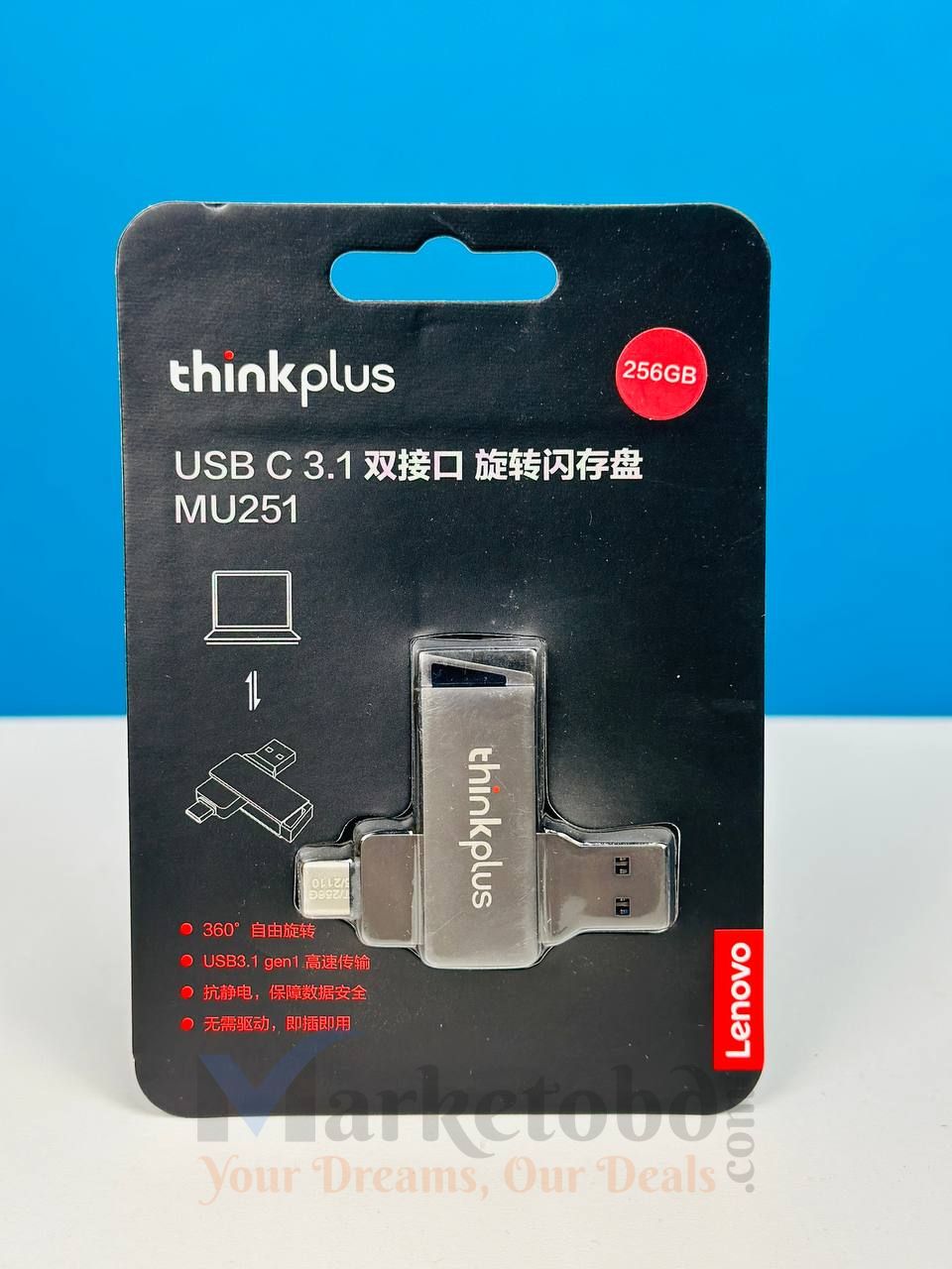 Lenovo thinkplus MU251 USB 3.1 & type-c Dual-port 64GB flash drive