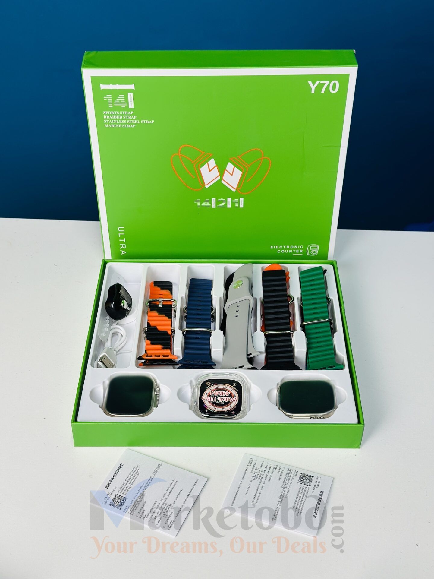 Y70 Ultra Couple Smartwatch With 13 Straps + Digital Tazbi price in Bangladesh