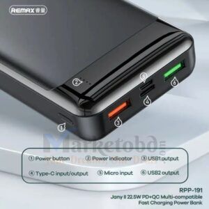 Remax RPP-191 22.5W Fast Charging Power Bank 20000mAh Price In Bangladesh