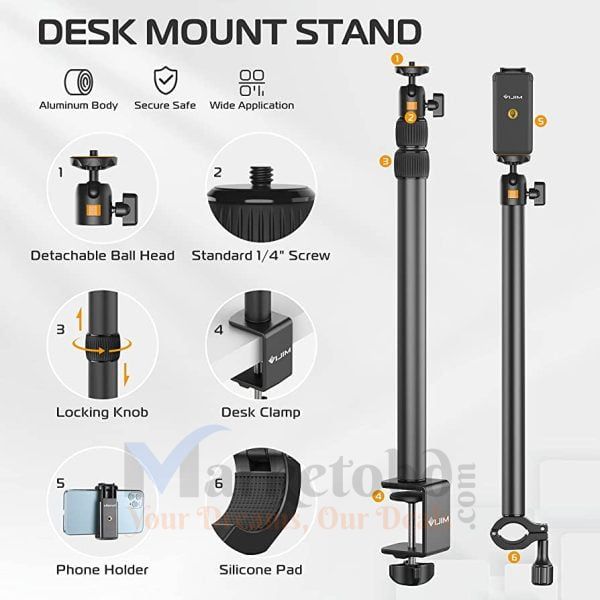 New! Overhead Desk Mount Stand For DSLR, DSLR & Ring Lights