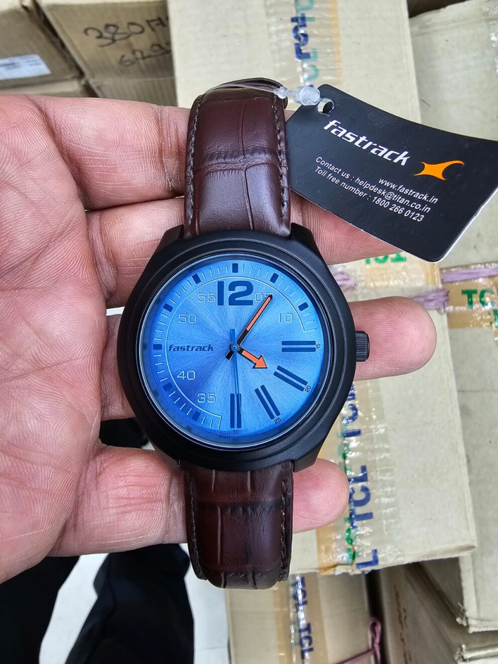 Fastrack NP3198AL02 Road Trip Quartz Analog Blue Dial Leather Strap ...