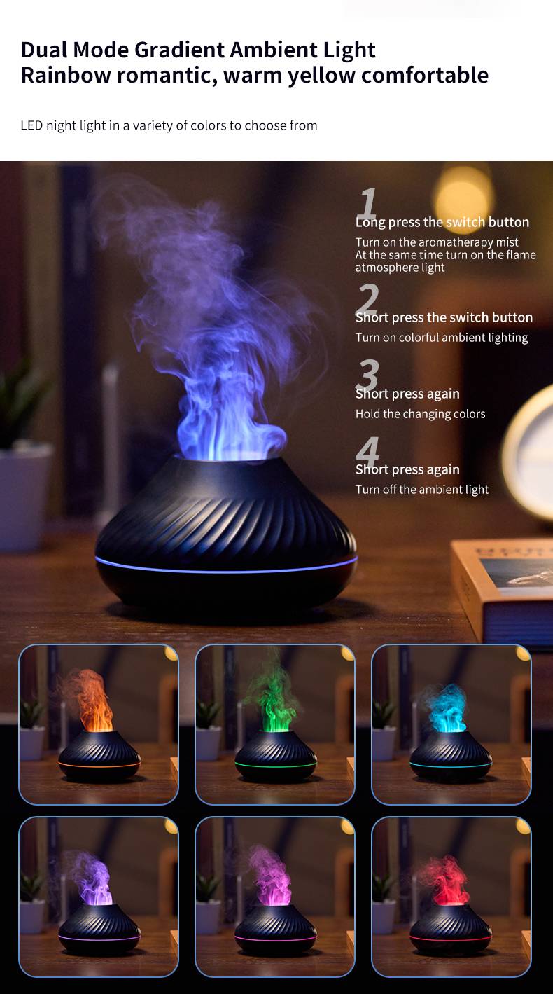 Volcanic Flame Aroma Diffuser Essential Oil Lamp Air Humidifier Price In Bangladesh