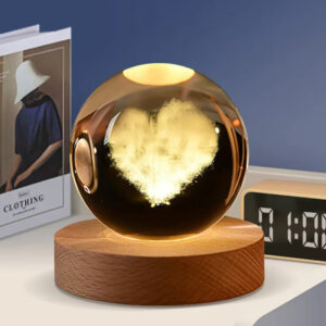 3D Color Changing LED Crystal Ball – Love Shape